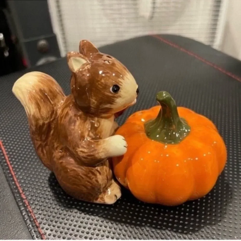 Square and Pumpkin Ceramic Salt & Pepper Shakers